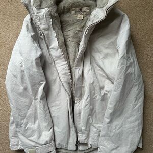 Woolrich Light Gray and White Fleece Jacket